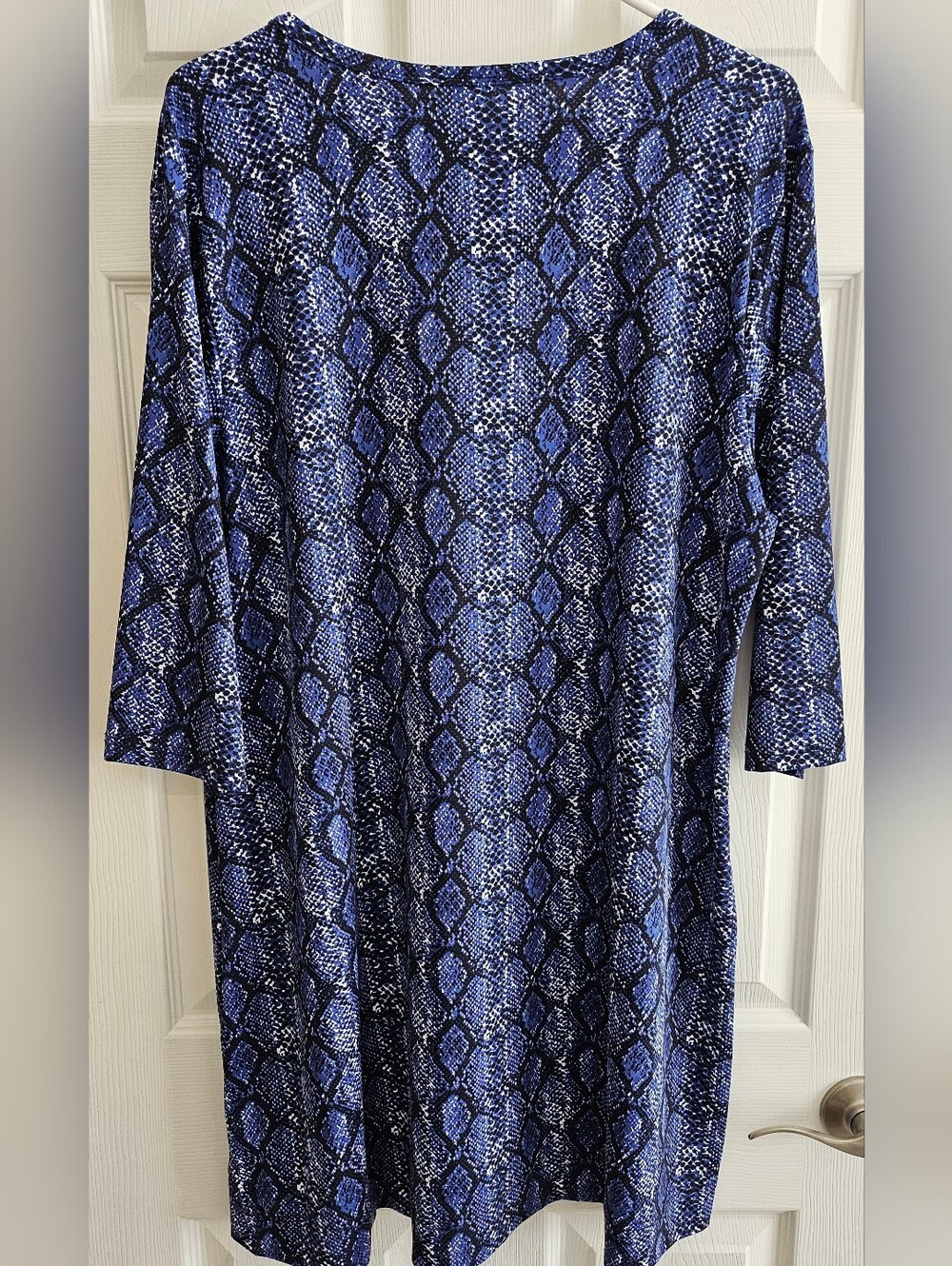 Lulu B 1X Dress Blue Print 3/4 Sleeves Activeware Travel - Picture 4 of 8